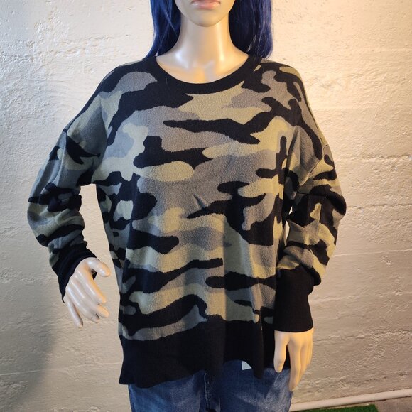 Isaac Mizrahi NY Olive Green Black Camo Long Sleeve Soft Knit Sweater Size XXL - Picture 6 of 12